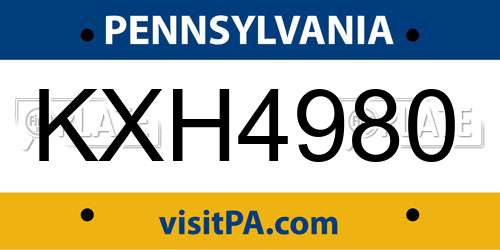 KXH4980 Pennsylvania License Plate
