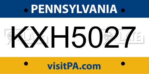 KXH5027 Pennsylvania License Plate