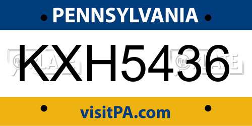 KXH5436 Pennsylvania License Plate