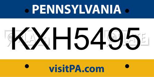 KXH5495 Pennsylvania License Plate