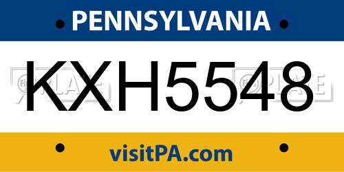 KXH5548 Pennsylvania License Plate