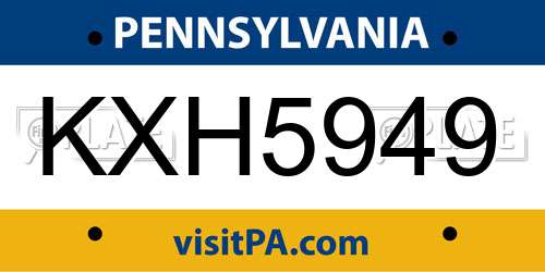 KXH5949 Pennsylvania License Plate