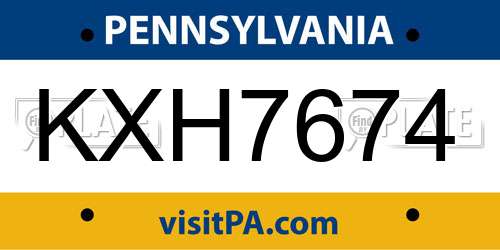 KXH7674 Pennsylvania License Plate
