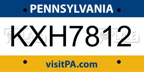 KXH7812 Pennsylvania License Plate