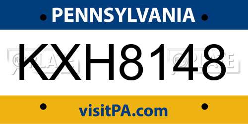 KXH8148 Pennsylvania License Plate