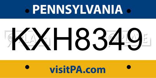 KXH8349 Pennsylvania License Plate