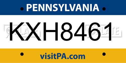 KXH8461 Pennsylvania License Plate
