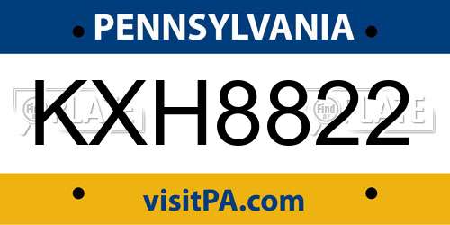 KXH8822 Pennsylvania License Plate