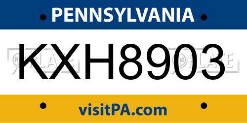 KXH8903 Pennsylvania License Plate