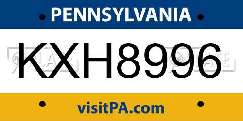 KXH8996 Pennsylvania License Plate