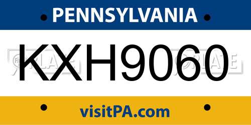 KXH9060 Pennsylvania License Plate