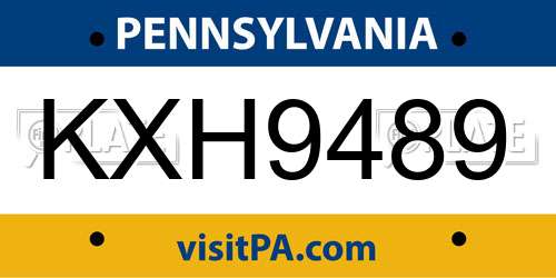 KXH9489 Pennsylvania License Plate