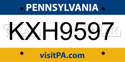 KXH9597 Pennsylvania License Plate