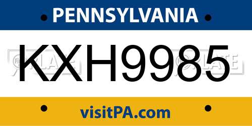 KXH9985 Pennsylvania License Plate