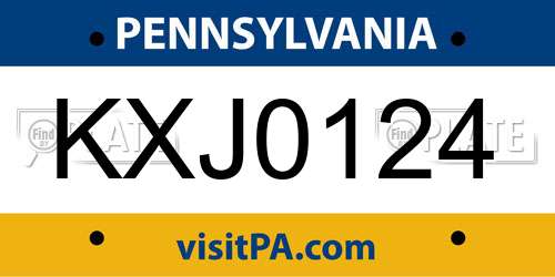 KXJ0124 Pennsylvania License Plate
