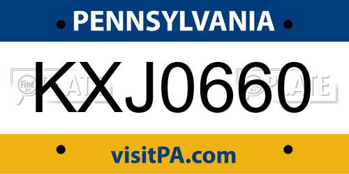 KXJ0660 Pennsylvania License Plate