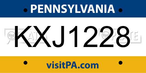 KXJ1228 Pennsylvania License Plate