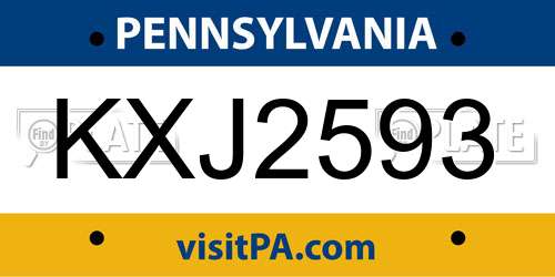 KXJ2593 Pennsylvania License Plate