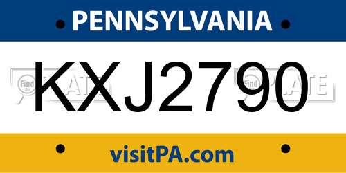 KXJ2790 Pennsylvania License Plate