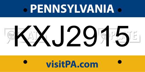 KXJ2915 Pennsylvania License Plate