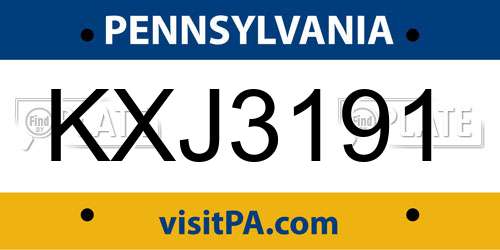 KXJ3191 Pennsylvania License Plate