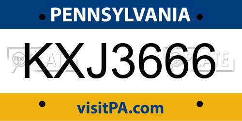 KXJ3666 Pennsylvania License Plate