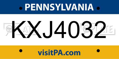 KXJ4032 Pennsylvania License Plate