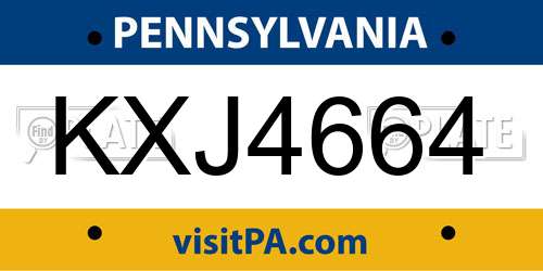 KXJ4664 Pennsylvania License Plate