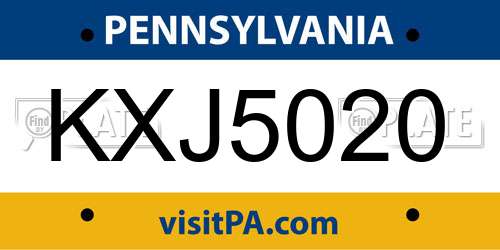 KXJ5020 Pennsylvania License Plate