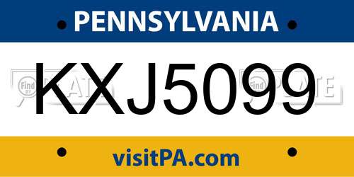 KXJ5099 Pennsylvania License Plate