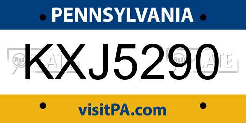 KXJ5290 Pennsylvania License Plate