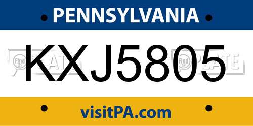 KXJ5805 Pennsylvania License Plate