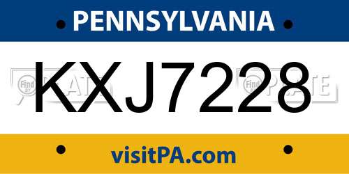 KXJ7228 Pennsylvania License Plate