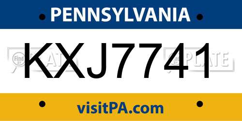 KXJ7741 Pennsylvania License Plate