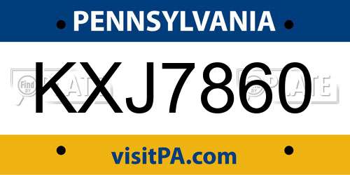 KXJ7860 Pennsylvania License Plate