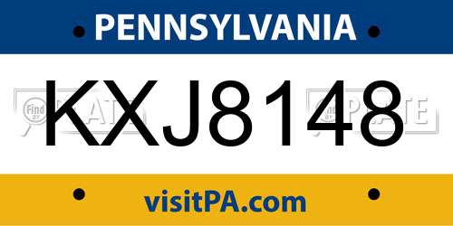 KXJ8148 Pennsylvania License Plate