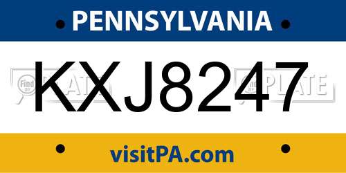 KXJ8247 Pennsylvania License Plate