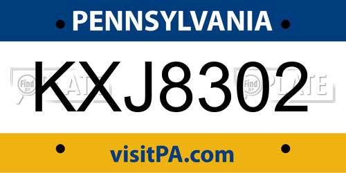 KXJ8302 Pennsylvania License Plate