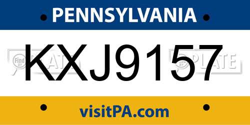 KXJ9157 Pennsylvania License Plate