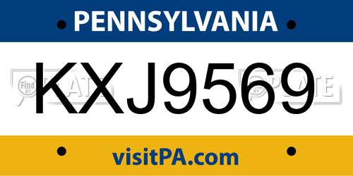 KXJ9569 Pennsylvania License Plate