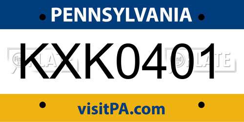 KXK0401 Pennsylvania License Plate