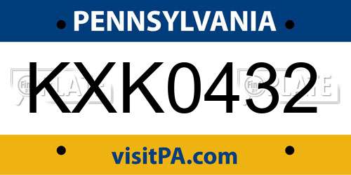KXK0432 Pennsylvania License Plate