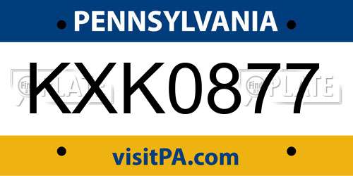 KXK0877 Pennsylvania License Plate