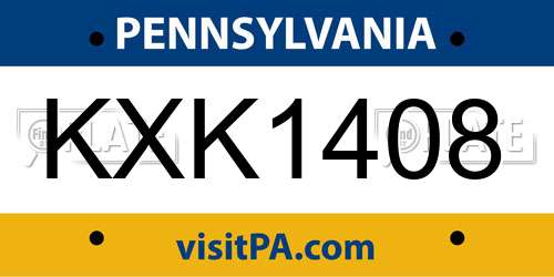 KXK1408 Pennsylvania License Plate