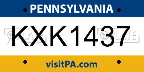 KXK1437 Pennsylvania License Plate