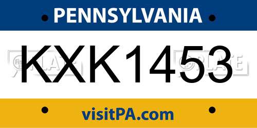 KXK1453 Pennsylvania License Plate