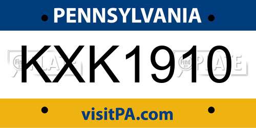 KXK1910 Pennsylvania License Plate
