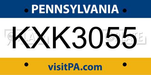 KXK3055 Pennsylvania License Plate