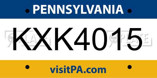 KXK4015 Pennsylvania License Plate