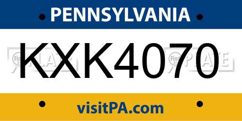 KXK4070 Pennsylvania License Plate